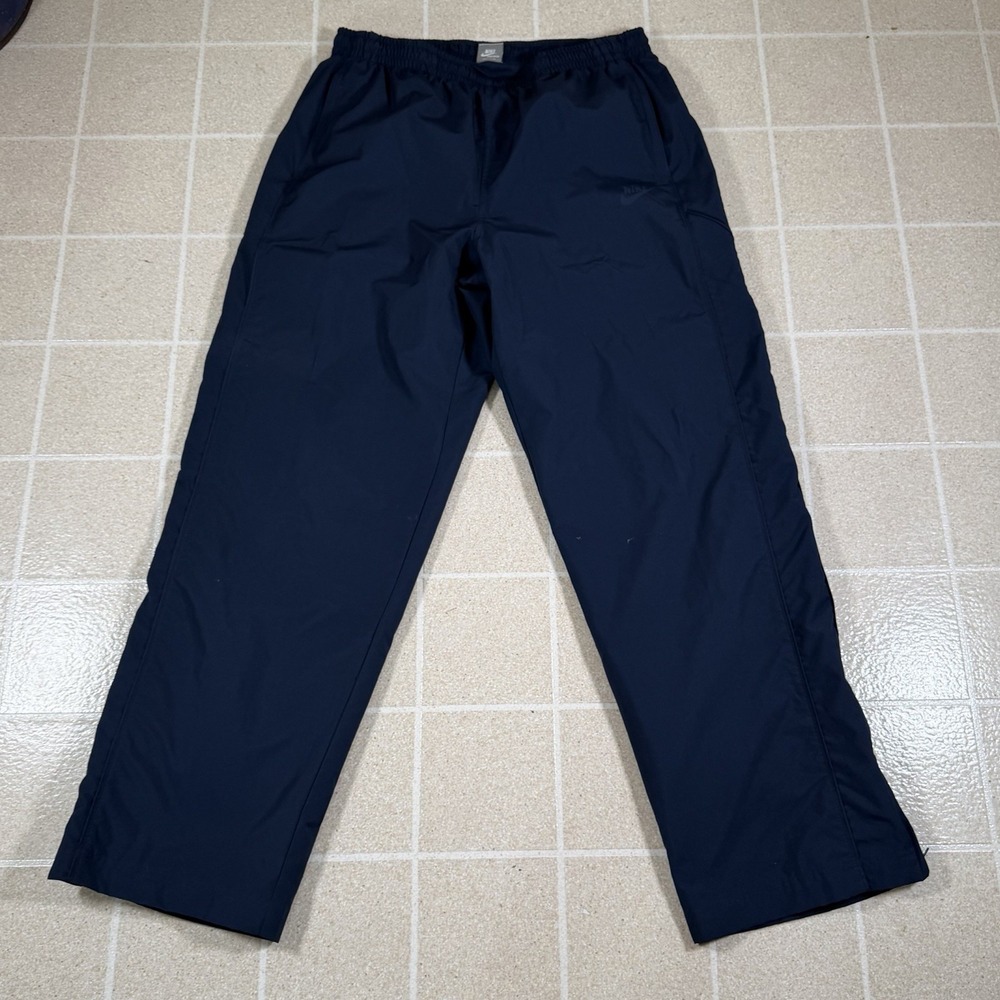 Vintage Y2K Nike Windbreaker Track Pants Men XL Navy Blue Lined Baggy Wide Leg